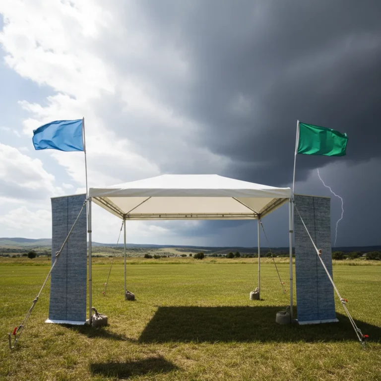 Sécuriser son stand extérieur face à la météo | Com&You - stand exterieur contraintes meteo
